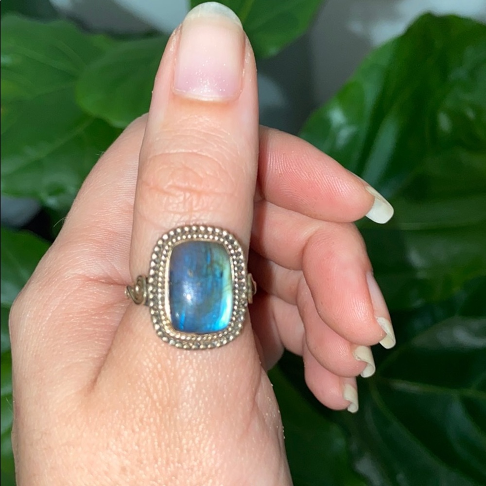 Labradorite crystal ring
